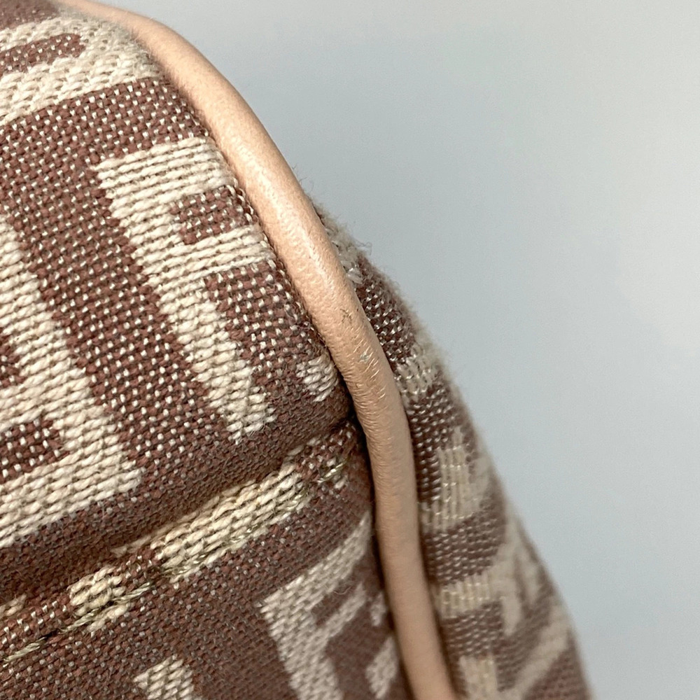 Fendi Logo Pink Canvas Handbag Zucchino Beige